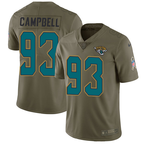 Jacksonville Jaguars #93 Calais Campbell Olive Youth Stitched NFL Limited 2017 Salute to Service Jersey->youth nfl jersey->Youth Jersey